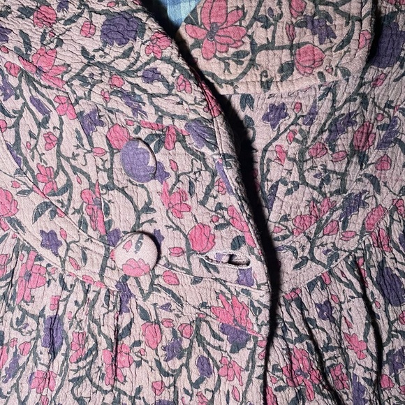 EUC Ian Mosh Double Breasted Floral Gauze Jacket Cotton Puff Sleeve Wearable Art - Picture 15 of 16